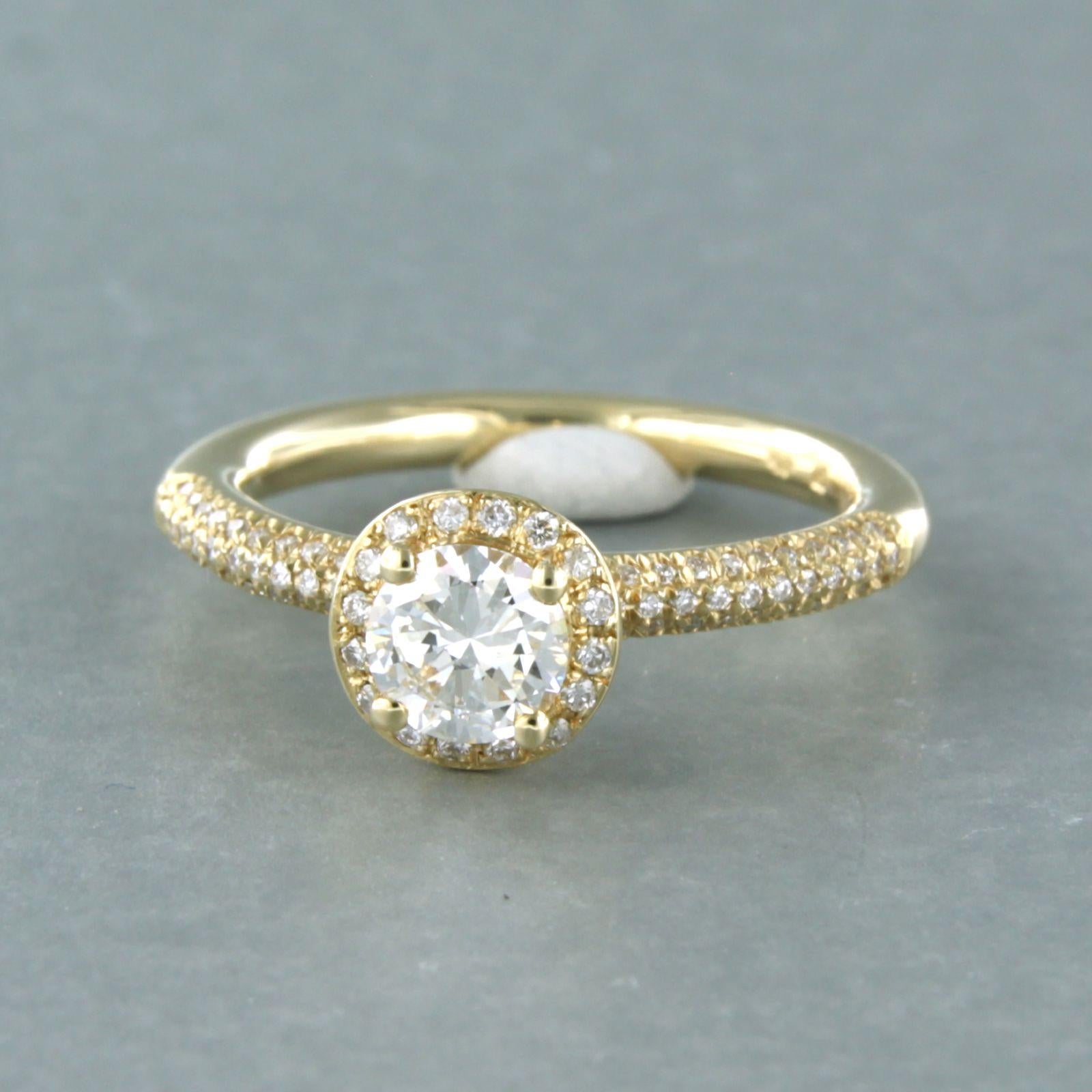 Rapport IGI sur les diamants Bague ornée de diamants taille brillant jusqu'à 0,94 ct Or jaune 14k Pour femmes en vente