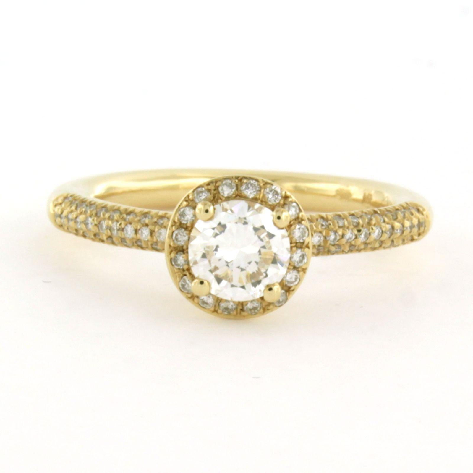 Rapport IGI sur les diamants Bague ornée de diamants taille brillant jusqu'à 0,94 ct Or jaune 14k Pour femmes en vente