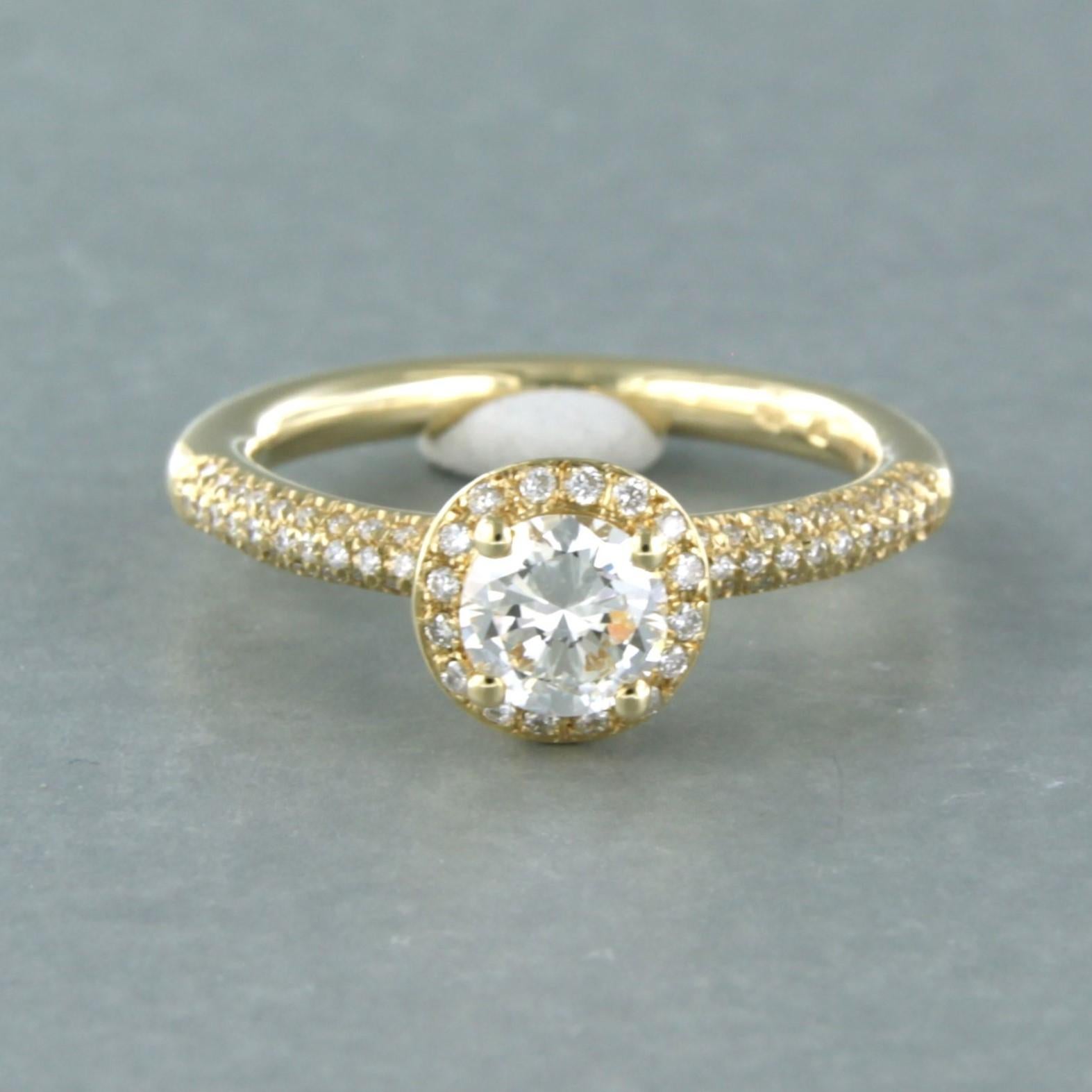Rapport IGI sur les diamants Bague ornée de diamants taille brillant jusqu'à 0,94 ct Or jaune 14k en vente 2