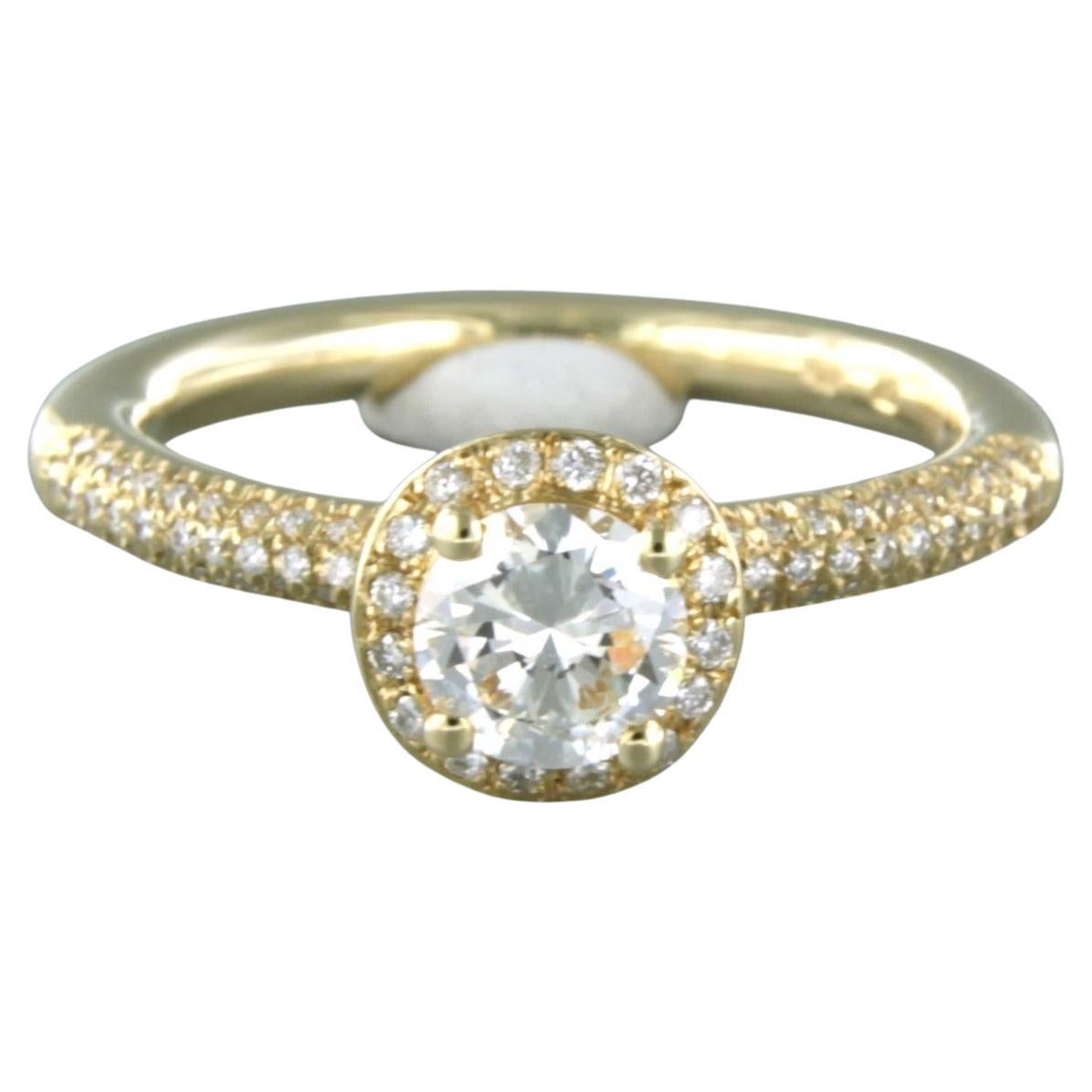 IGI diamond report Ring with brilliant cut diamonds up to 0.94ct 14k yellow gold