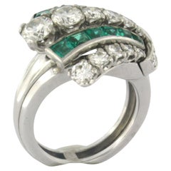 Vintage IGI diamond report - RIng with emerald and diamonds 18k white gold