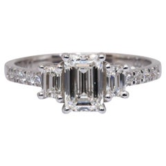 IGI 
GIA Certified 1.50ct Diamonds 3-Stone Ring in 18k White Gold