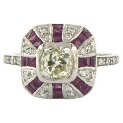 IGI JEWEL report 14k white gold ring with ruby and diamonds