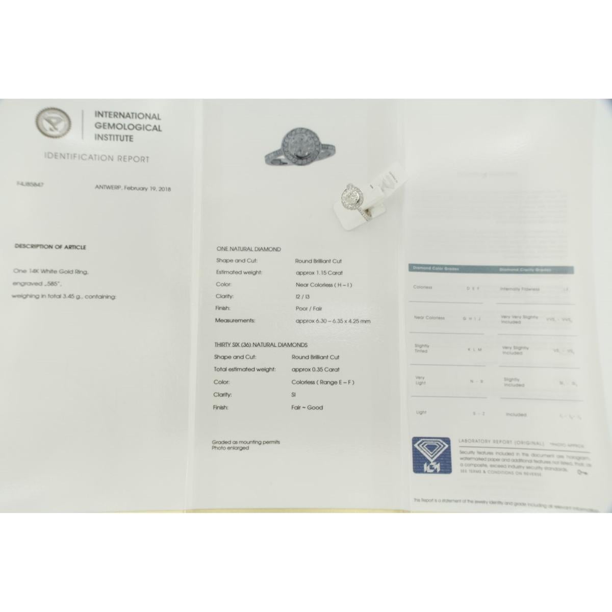 IGI JEWEL Bericht Ring mit Diamanten im Brillantschliff bis zu 1,50ct 3,5 Gramm 14k Gold im Zustand „Neu“ im Angebot in The Hague, ZH