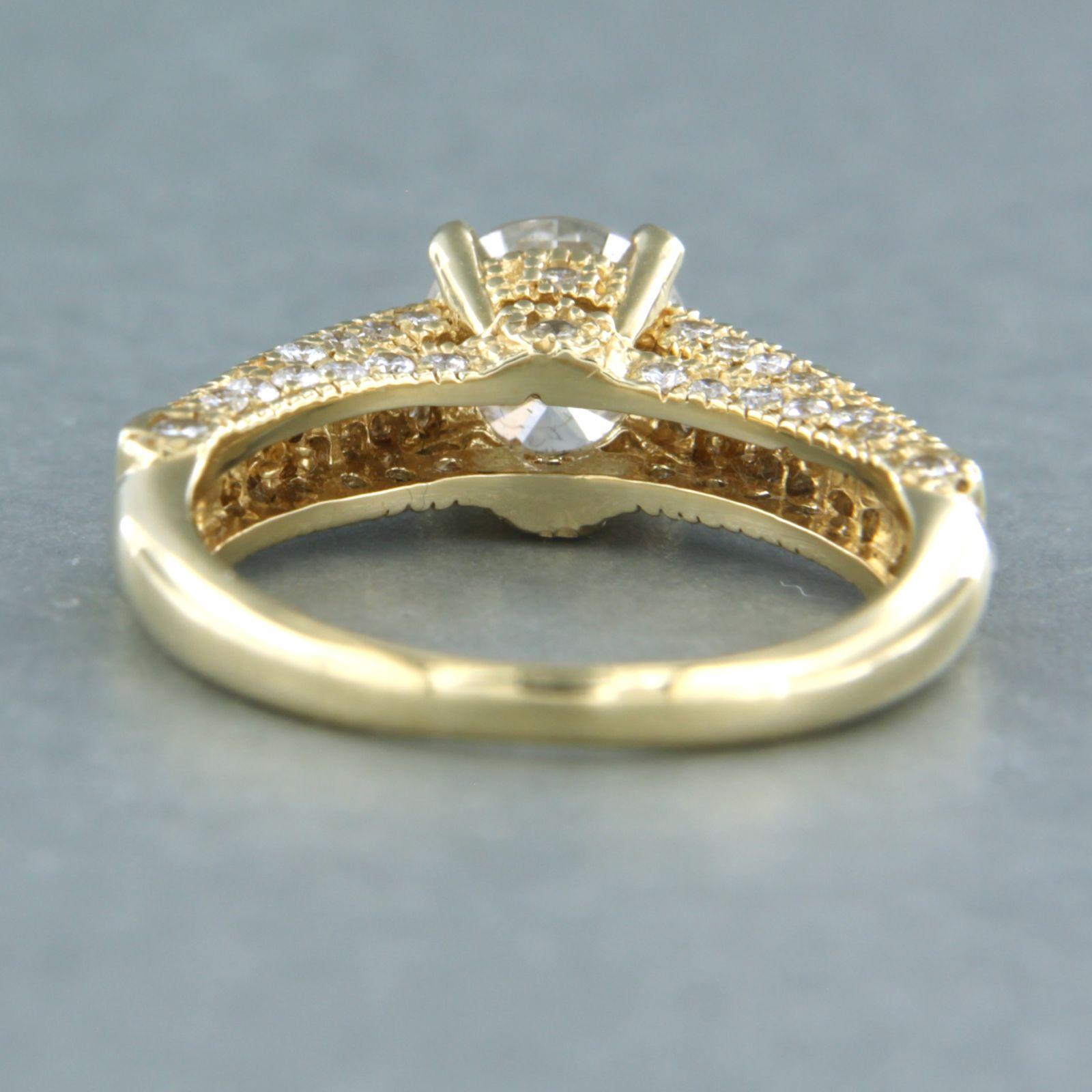 Women's IGI jewel report Ring with brilliant cut diamonds up to 1.80ct 14k yellow gold For Sale