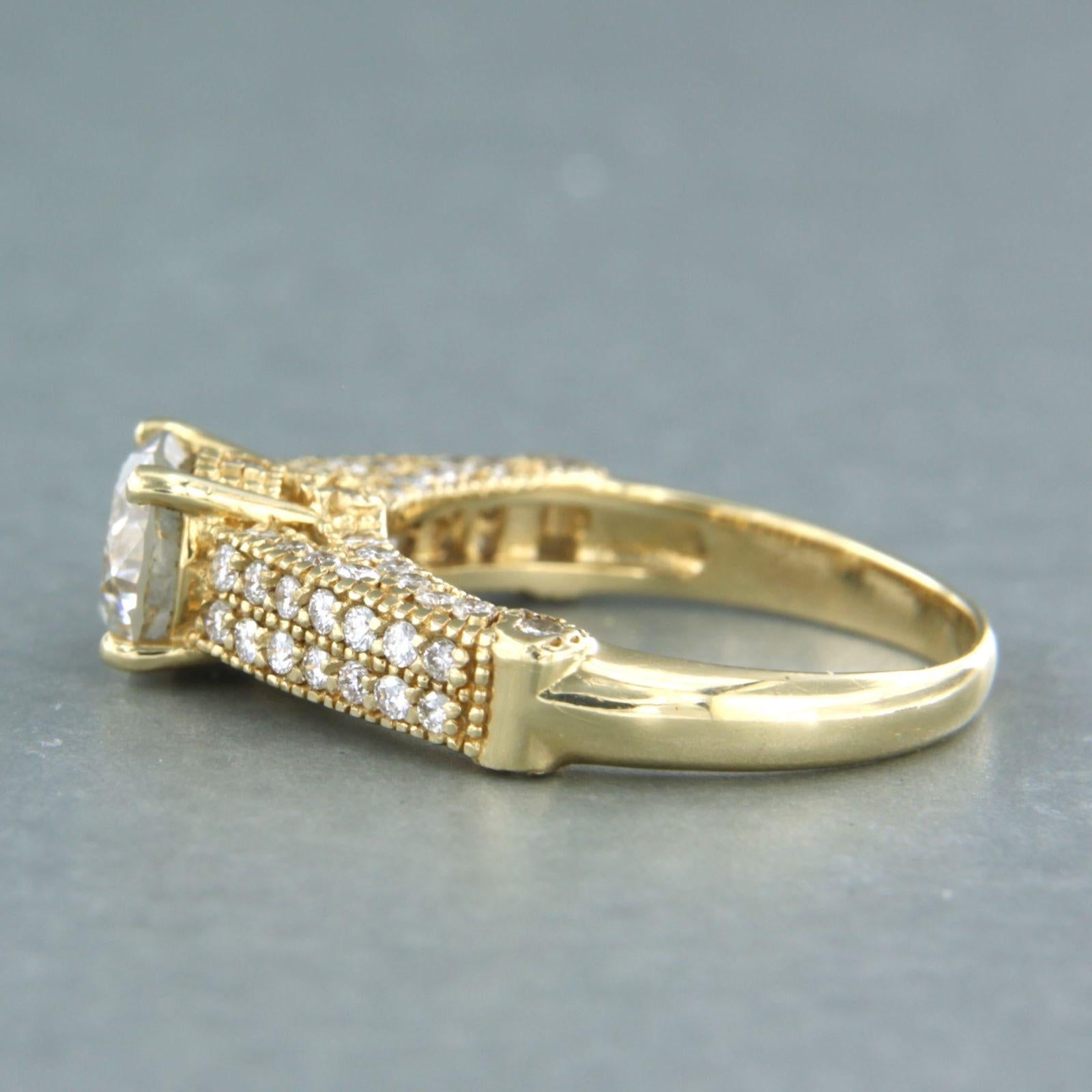 IGI jewel report Ring with brilliant cut diamonds up to 1.80ct 14k yellow gold For Sale 1