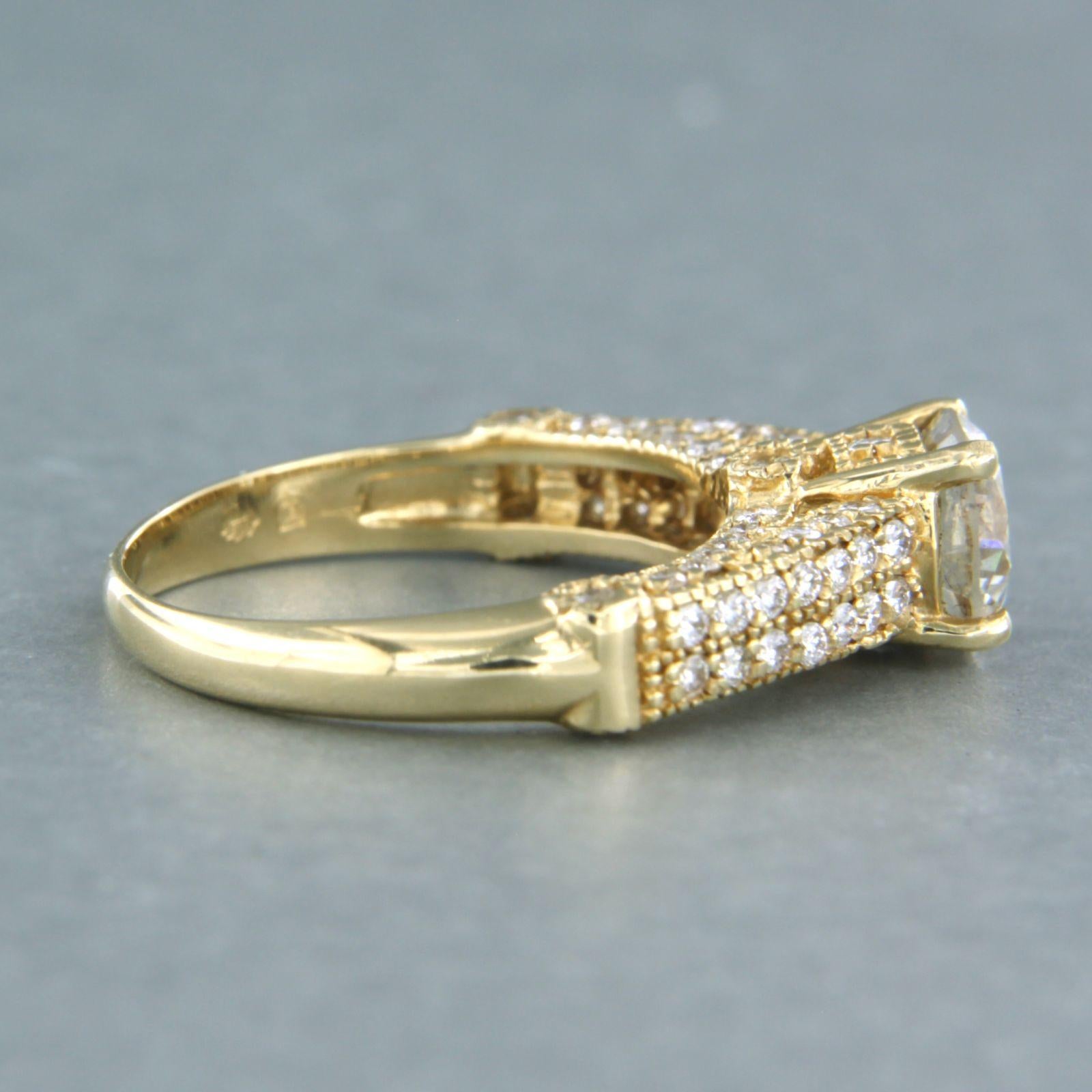 IGI jewel report Ring with brilliant cut diamonds up to 1.80ct 14k yellow gold For Sale 2