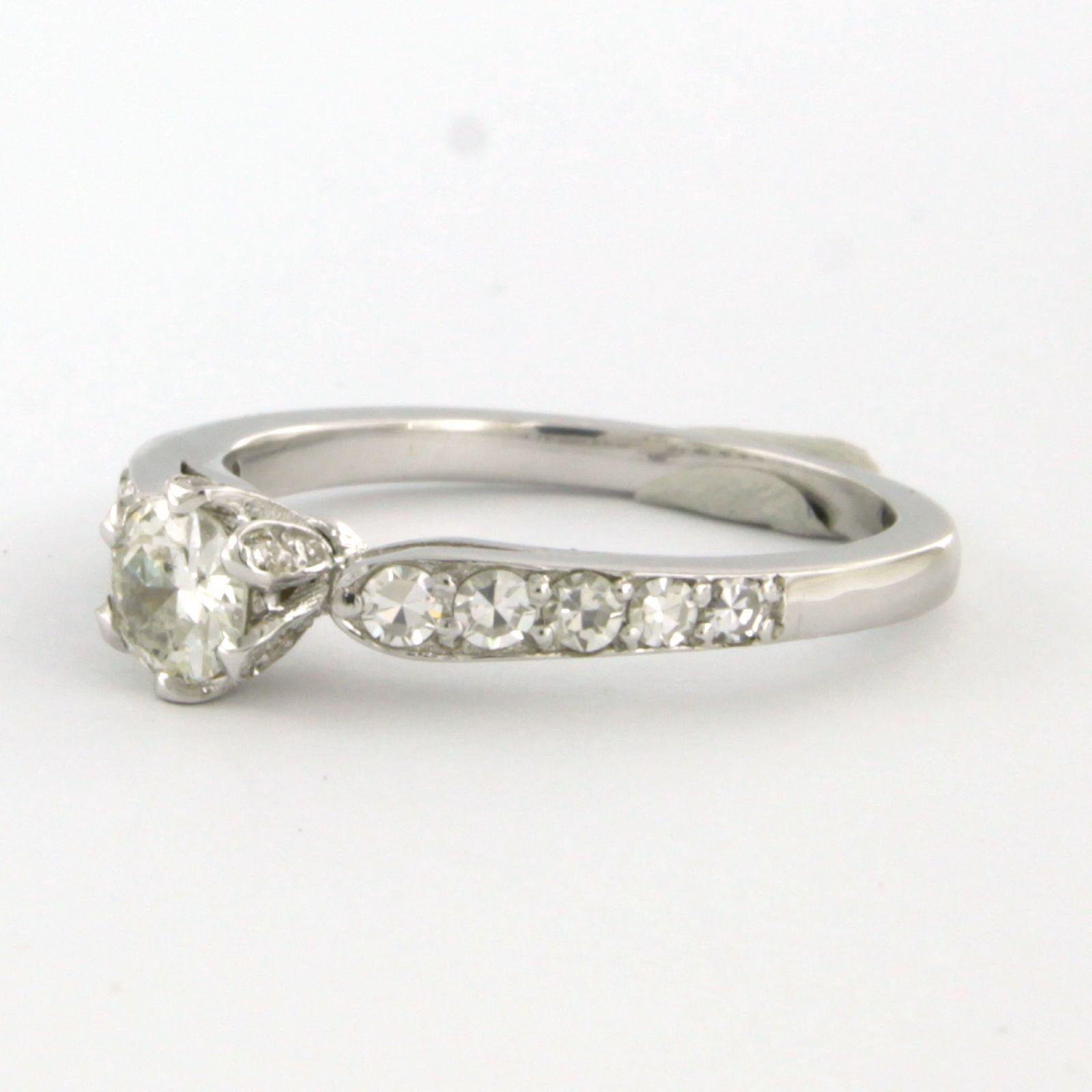 Brilliant Cut IGI JEWELREPORT 14k gold ring with brilliant and single cut diamond up to 0.70ct For Sale