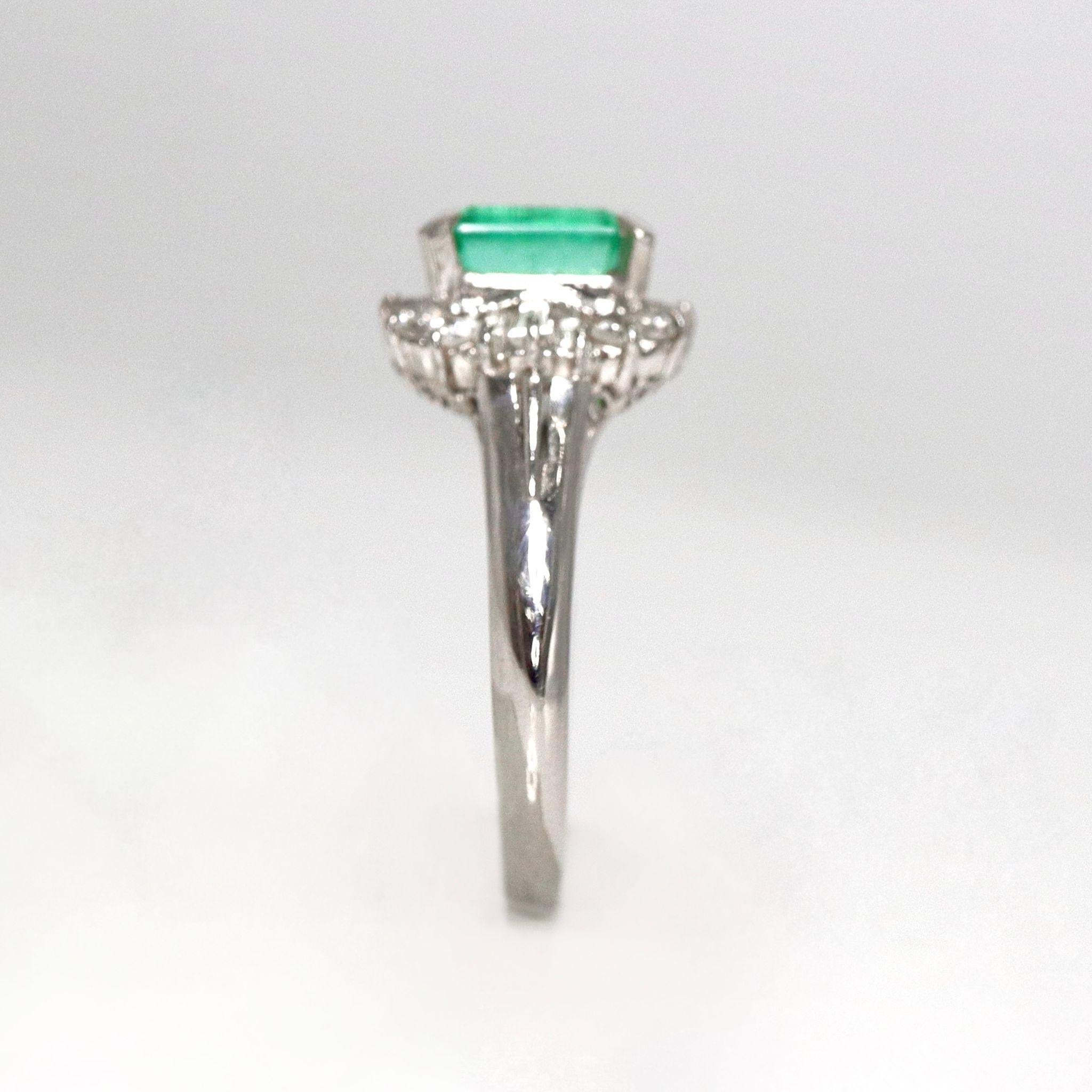 IGI Platin 1,15 ct Kolumbien Smaragd Antiker Art Deco Stil Verlobungsring im Zustand „Neu“ im Angebot in Kaohsiung City, TW