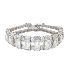 IGI Platinum Emerald Cut 32.2 Ct Diamond Bracelet to His Majesty Qaboos Bin Said