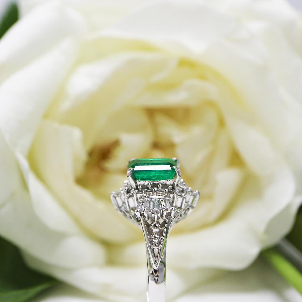 *NRP*IGI PT900 1.45 Ct Vivid Emerald Diamond Antique Art Deco Engagement Ring 1