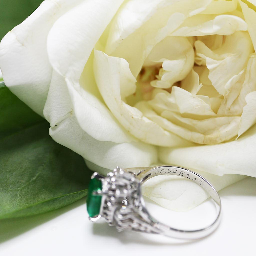 *NRP*IGI PT900 1.45 Ct Vivid Emerald Diamond Antique Art Deco Engagement Ring 2