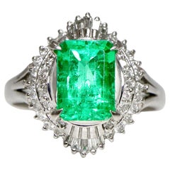 IGI PT900 1,63 ct Kolumbien Smaragd Antiker Art Deco Stil Verlobungsring