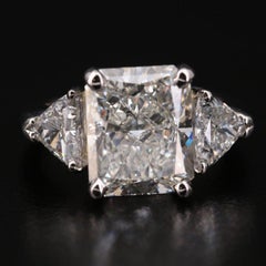 Art Deco 5 Carat Certified Natural Diamond Engagement Ring, 18K Cocktail Ring