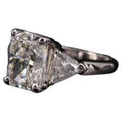 Art Deco 5 Carat Certified Natural Diamond Engagement Ring, 18K Cocktail Ring