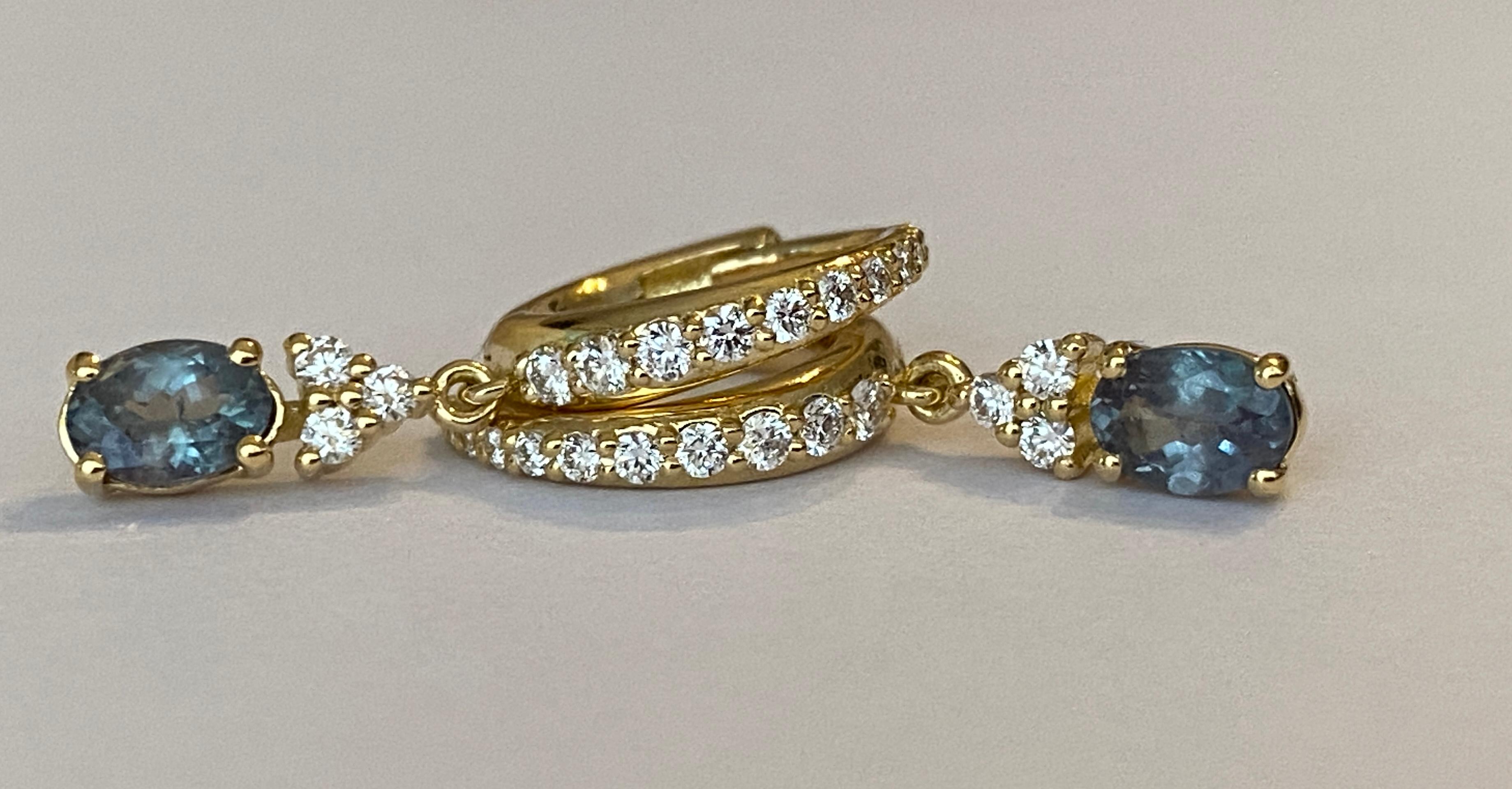 IGI  Report Orecchini in oro giallo con alessandrite e diamanti da 0,92 carati Nature in vendita 7