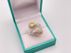 IGI Certified 2.11 CT Yellow & Champagne Diamond 18K Two Stone Engagement Ring