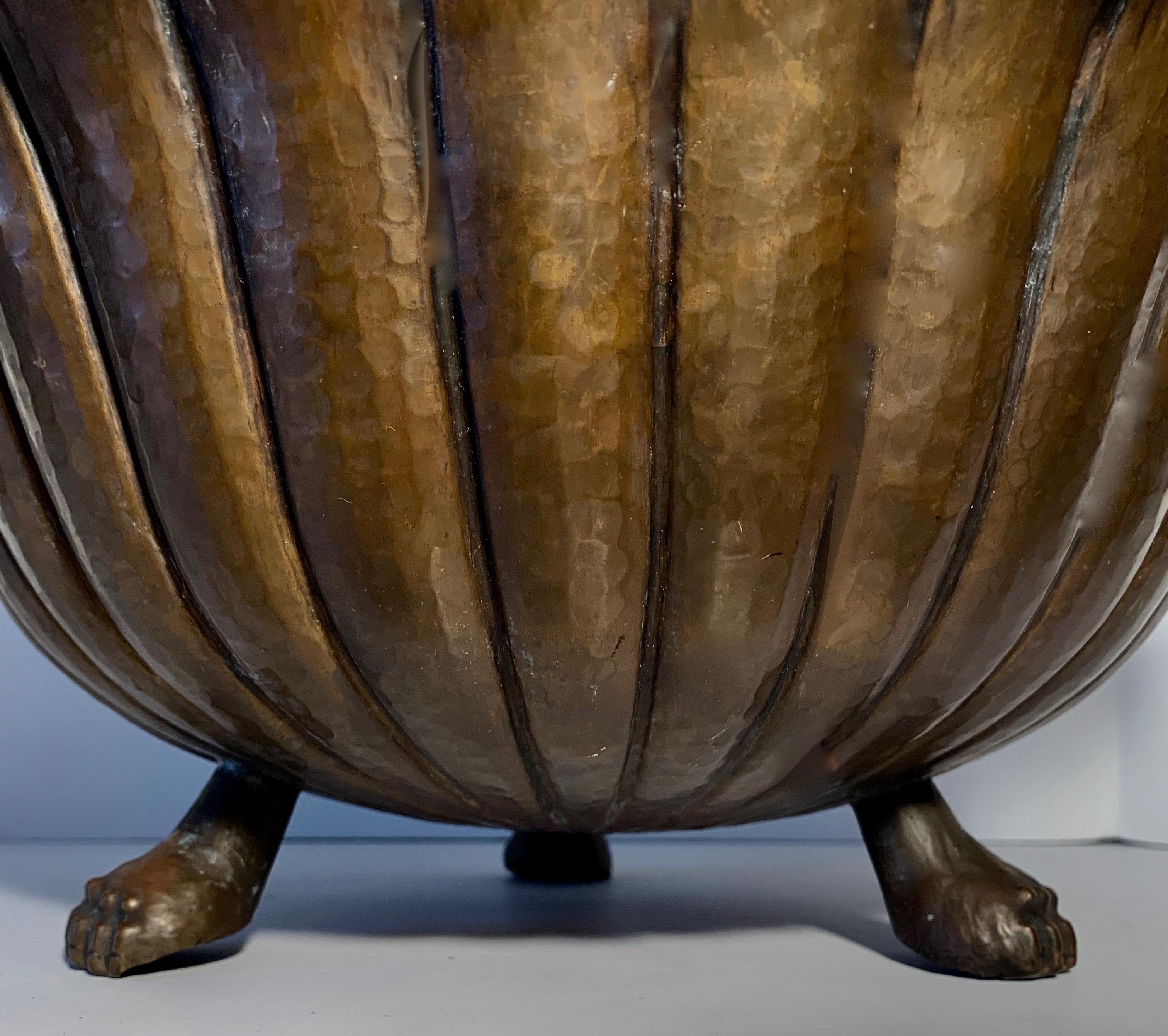 Italian Designed Egidio Casagrande Hammered Brass Footed Bowl For Sale 3