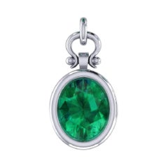 IGITL Certified 2.16 Carat Oval Emerald Pendant Necklace in 18k