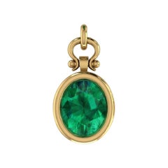 IGITL Certified 2.22 Carat Oval Cut Emerald Pendant Necklace in 18K