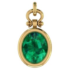 IGITL Certified 2.38 Carat Oval Cut Emerald Pendant Necklace in 18K