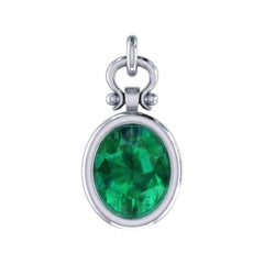 IGITL Certified 2.38 Carat Oval Cut Emerald Pendant Necklace in 18K