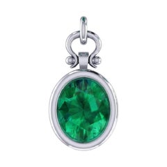 IGITL Certified 2.44 Carat Oval Cut Emerald Pendant Necklace in 18k