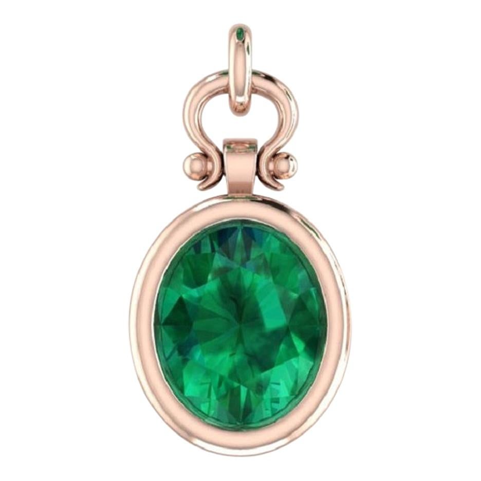 IGITL Certified 2.48 Carat Oval Cut Emerald Pendant Necklace in 18k For Sale