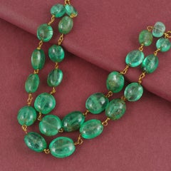 IGITL Certified 250 carats Antique Rare Columbian Emerald necklace 22k Gold 16"
