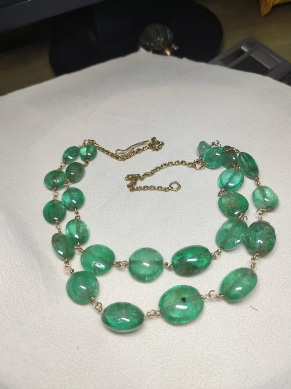IGITL Certificado 250 quilates Antiguo Raro Collar Esmeralda Colombina Oro 22k 16