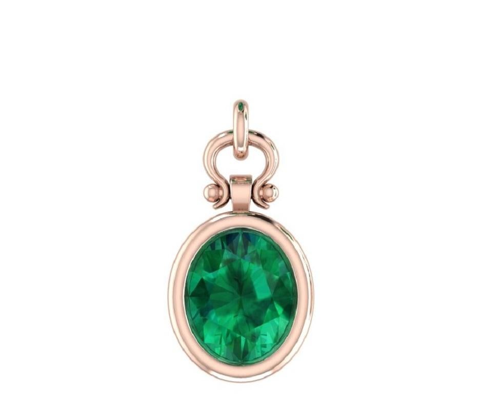 IGITL Certified 2.73 Carat Oval Cut Emerald Pendant Necklace in 18k For Sale 1