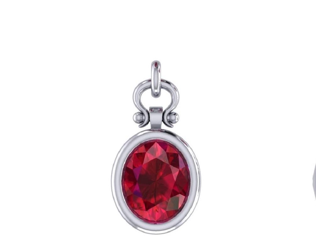 Women's IGITL Certified 3.67 Carat Oval Cut Ruby Pendant Necklace in 18K For Sale