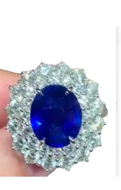 IGL Certified 10.00 Carat Ceylon Sapphire 6.50 Ct Diamonds 18K Gold Ring