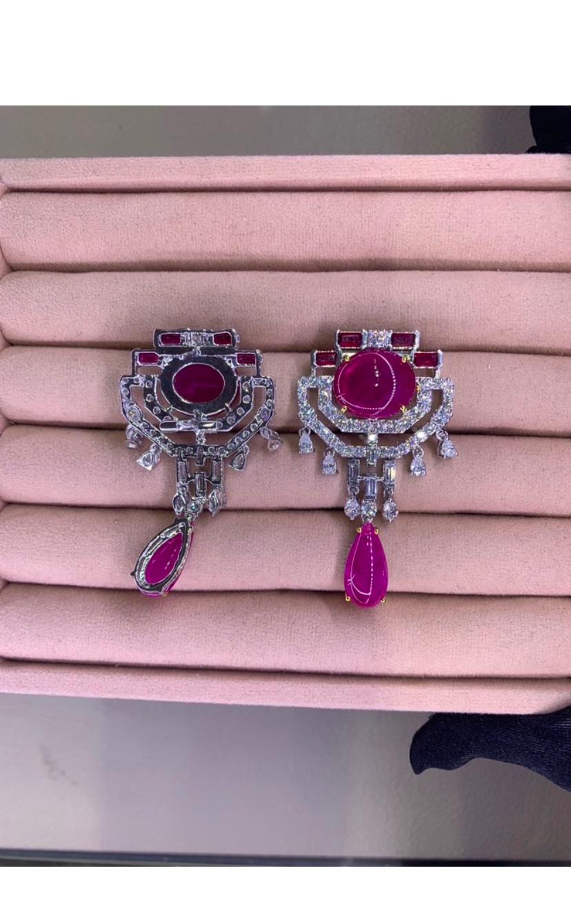 Donna Orecchini in oro 18K con rubini di Birmania certificati IGL da 22,90 carati e diamanti da 7,50 carati in vendita