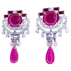 IGL-zertifizierte 22,90 Karat Burma-Rubinen 7,50 Karat Diamanten 18K Gold Ohrringe