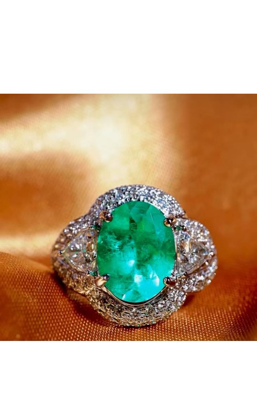 IGL zertifiziert 4,50 kolumbianischen Smaragd 2,60 Karat Diamanten 18K Gold Ring Damen im Angebot