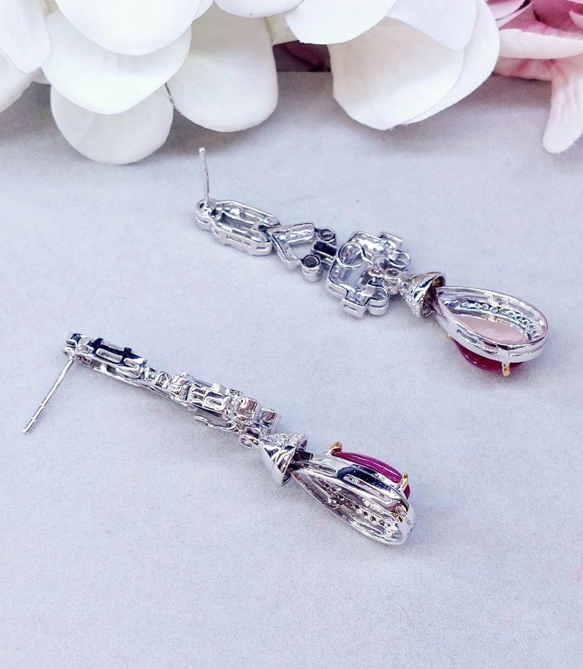 Or 18 carats certifié IGL, rubis de Birmanie de 6,00 carats et diamants de 3,15 carats  Art décoBoucles d'oreilles en vente 5