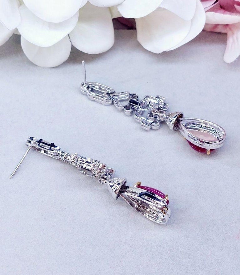Paire De Boucles D'oreilles Anciennes Avec Pierre Bleue Et Argent - Bijoux Vintage Occasion