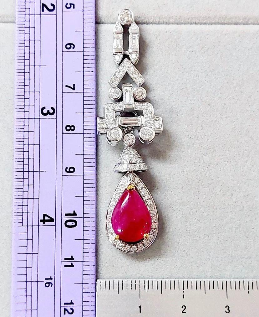 Or 18 carats certifié IGL, rubis de Birmanie de 6,00 carats et diamants de 3,15 carats  Art décoBoucles d'oreilles en vente 6