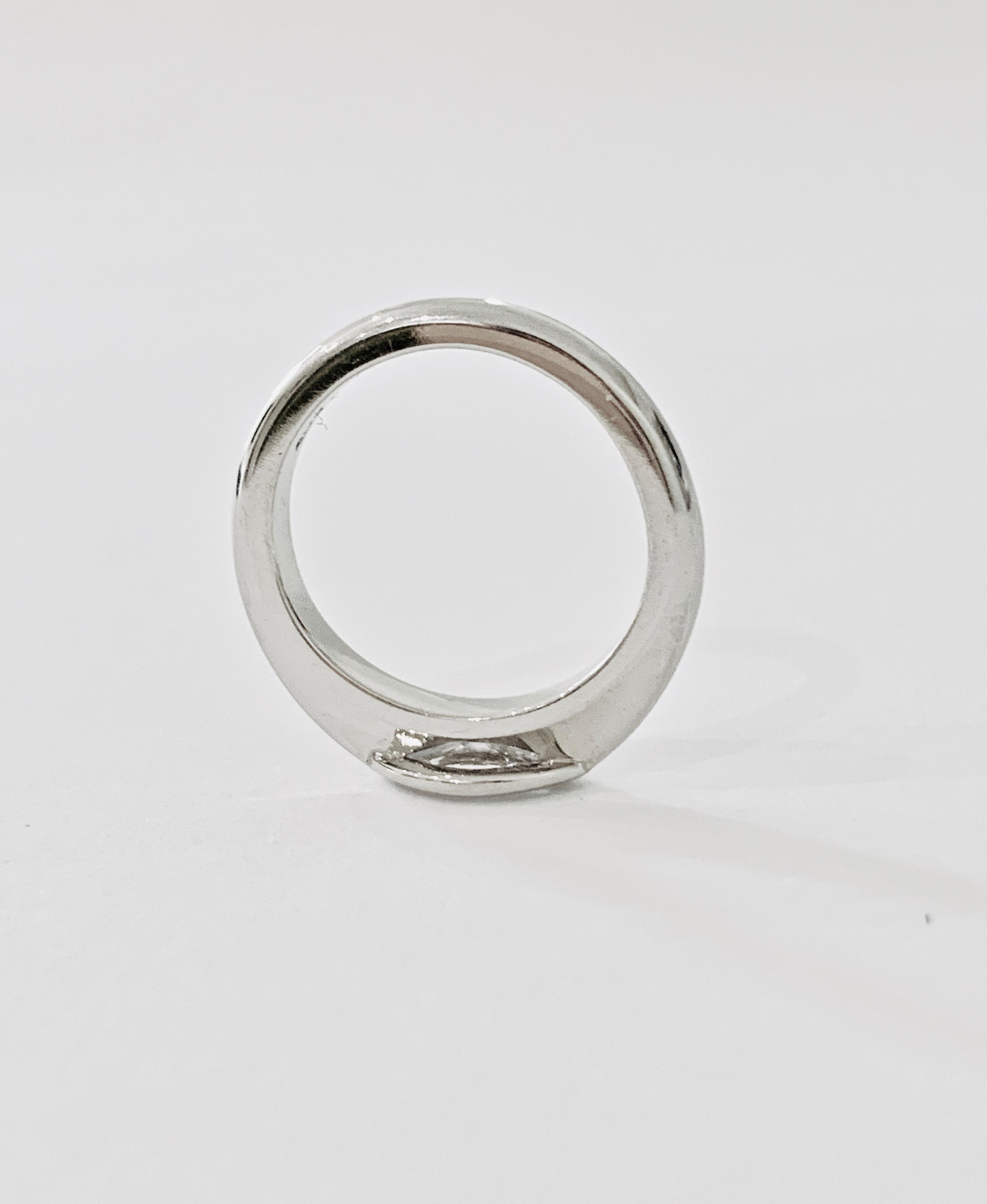 Contemporary IGL Certified .75 Carat Marquise Cut Diamond Platinum Ring For Sale