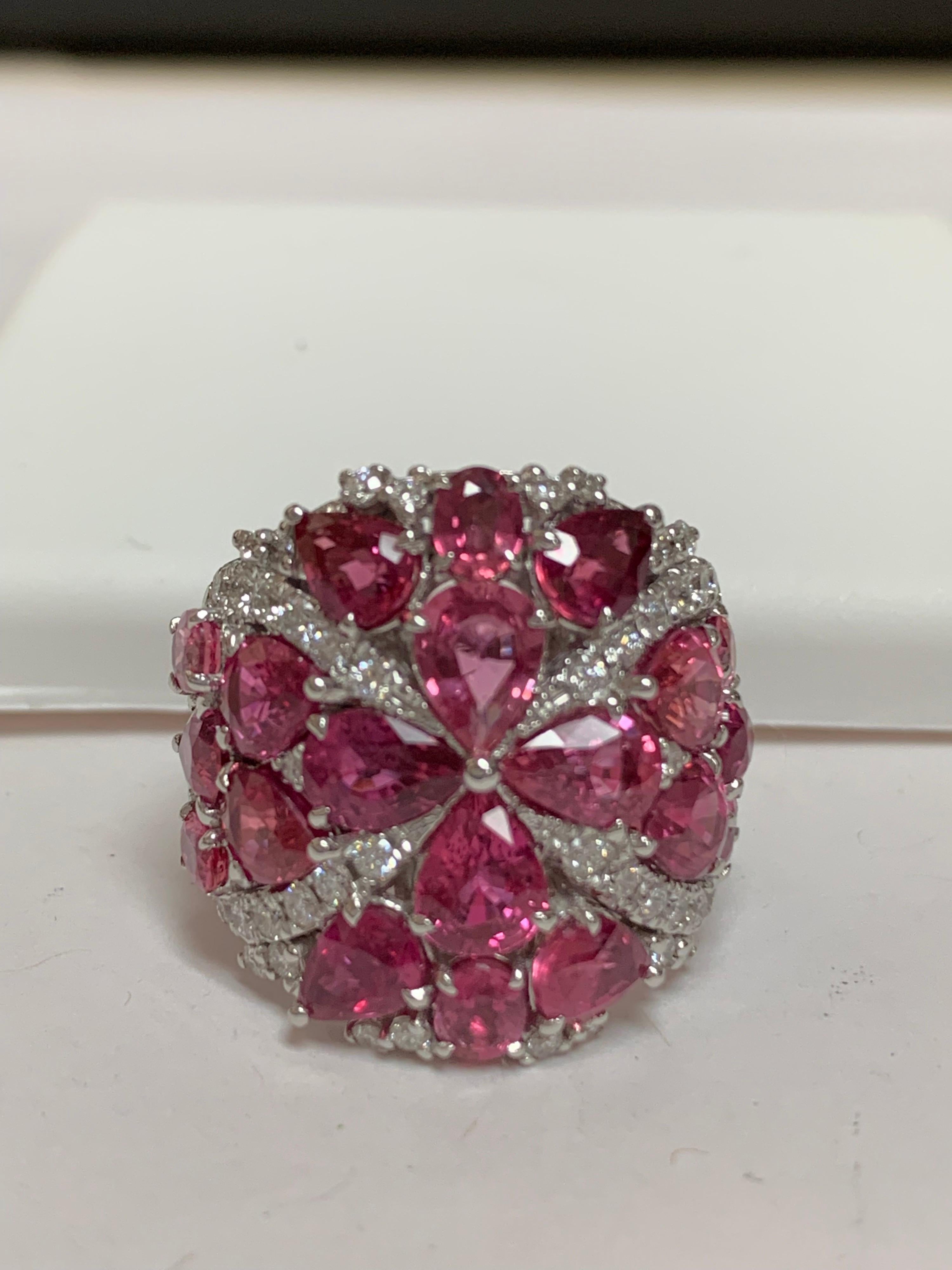 Women's IGL Certified 8.23 Carat Padpardscha Sapphire Diamond Ring