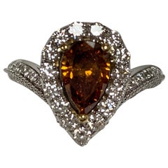 IGL Certified Center 1.28 Carat Orange Diamond Ring