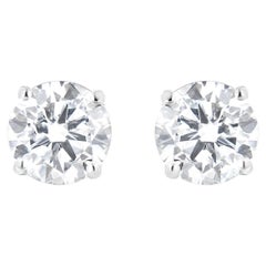 IGL Certified Diamond Stud Earrings Round Brilliant Cut 1.5 Carats 14K White Gol