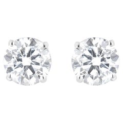IGL Certified Diamond Stud Earrings Round Brilliant Cut 1.5 Carats 14K Gold