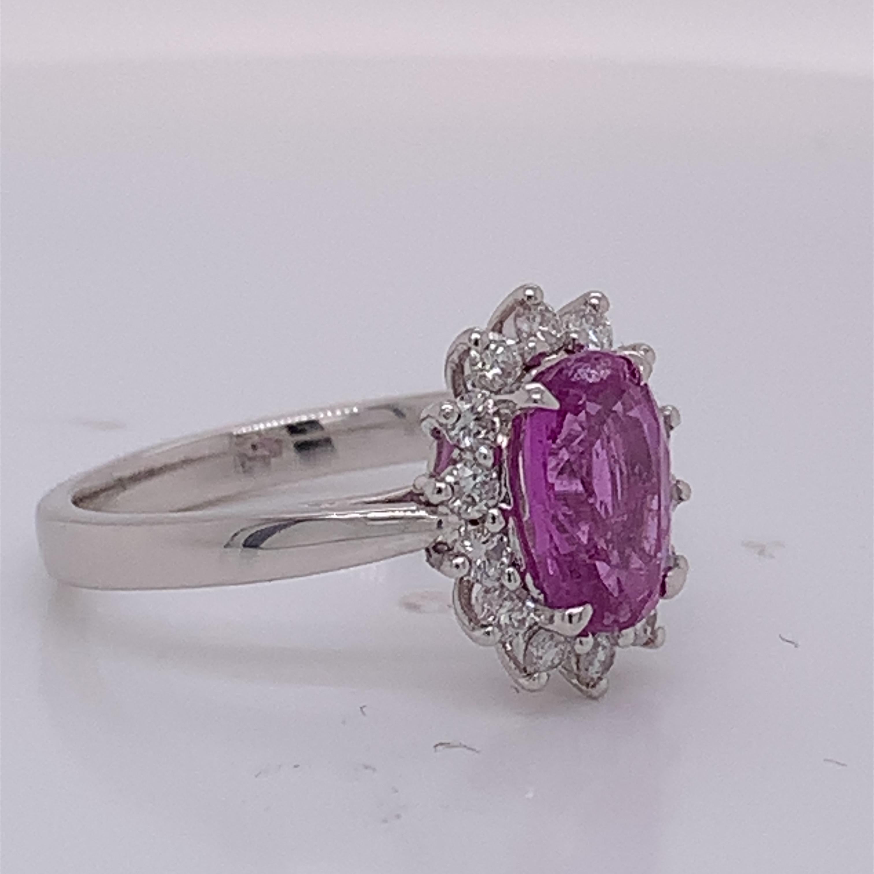Oval Cut IGL Certified Pink Sapphire Diamond Ring
