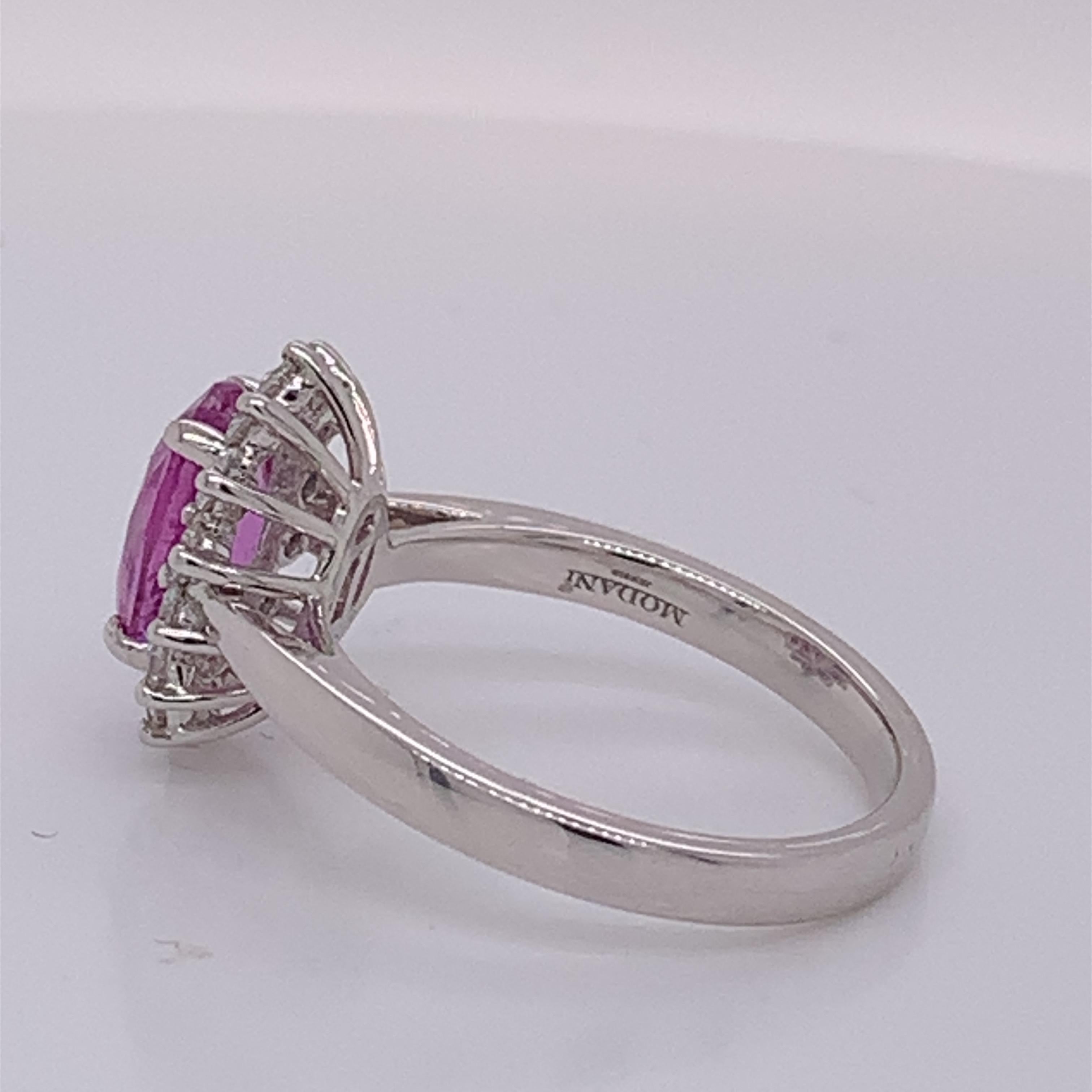 IGL Certified Pink Sapphire Diamond Ring In New Condition In Trumbull, CT