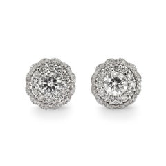 Orecchini a cerchio con diamanti in oro bianco 14k certificati IGL con pietre centrali da 1,03ct