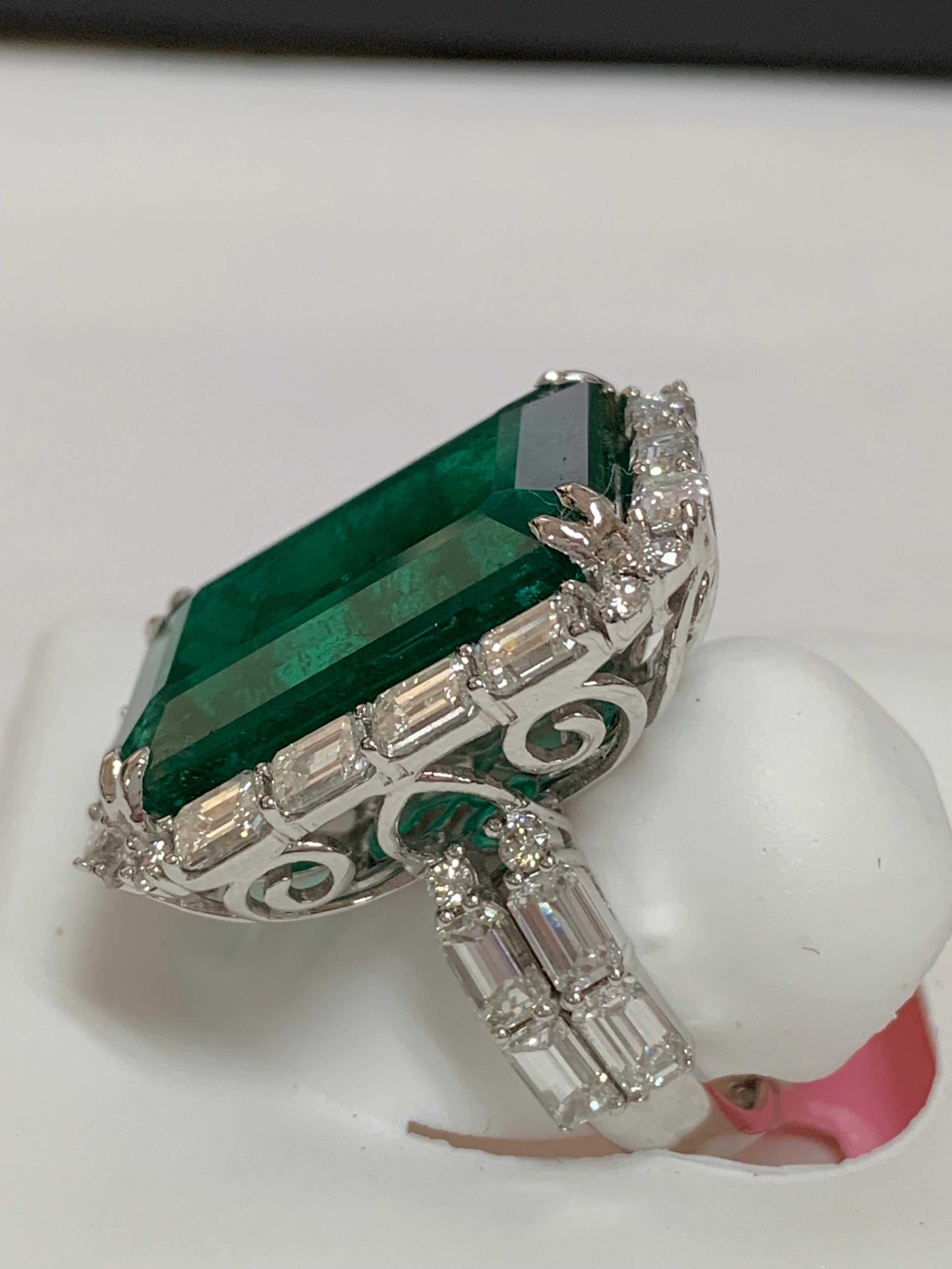 Contemporary IGLCertified 23.98 Carat Emerald and a Diamond Ring