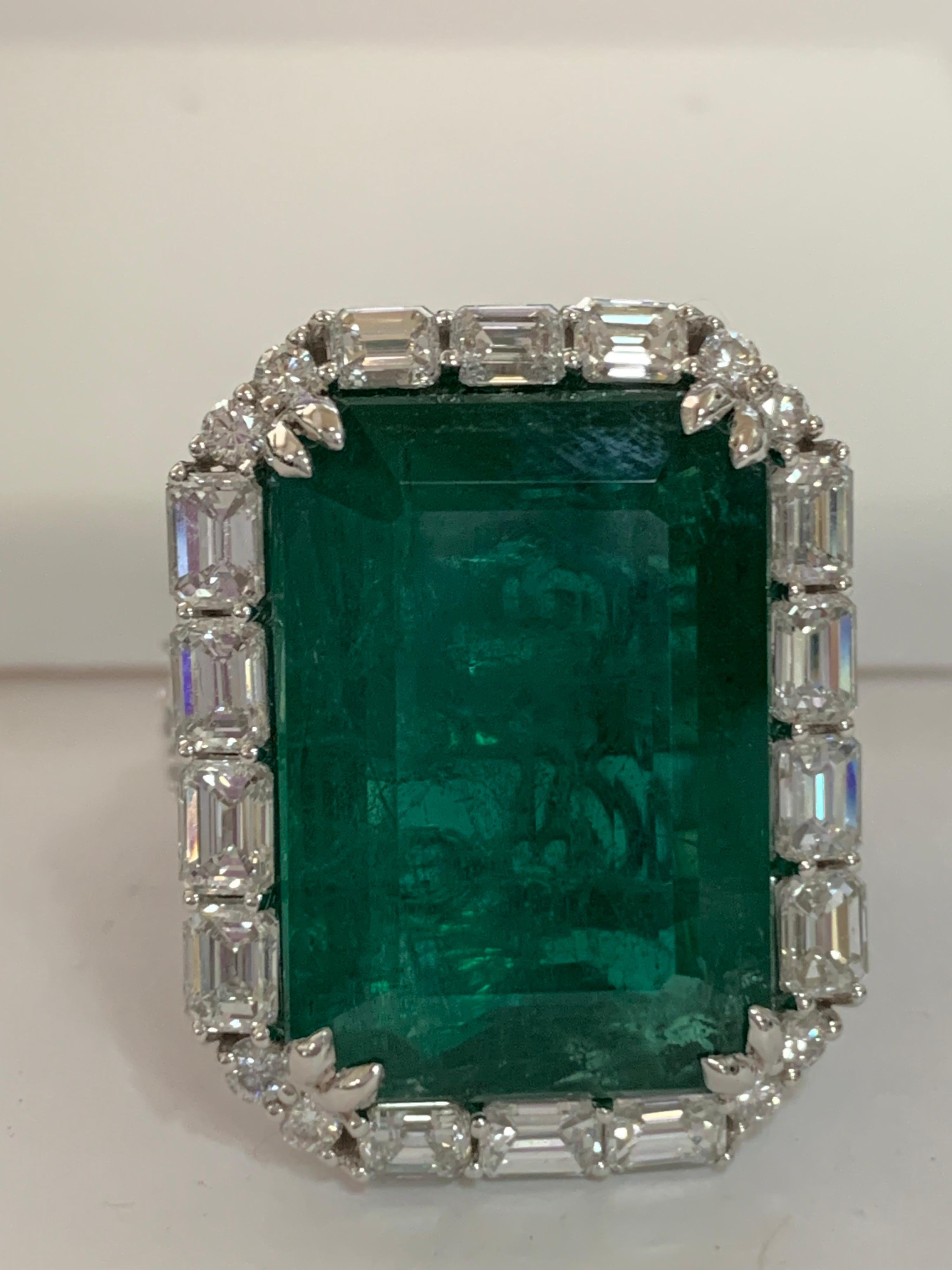 Women's IGLCertified 23.98 Carat Emerald and a Diamond Ring