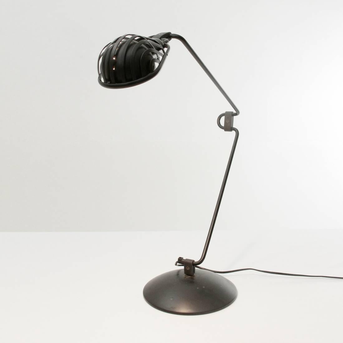 Mid-Century Modern Igloo Black Metal Table Lamp by Tommaso Cimini for Lumina, 1980s